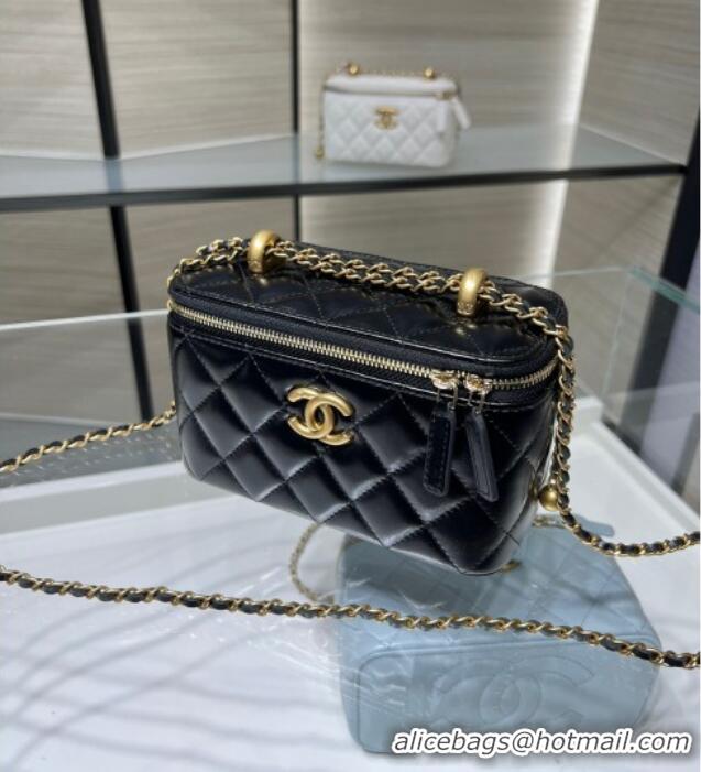 Buy New Cheap Chanel Shiny Calfskin Large Vanity with Ball Chain AP3651 Black 2025