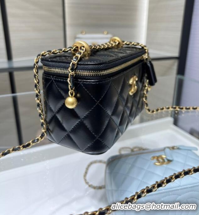 Buy New Cheap Chanel Shiny Calfskin Large Vanity with Ball Chain AP3651 Black 2025