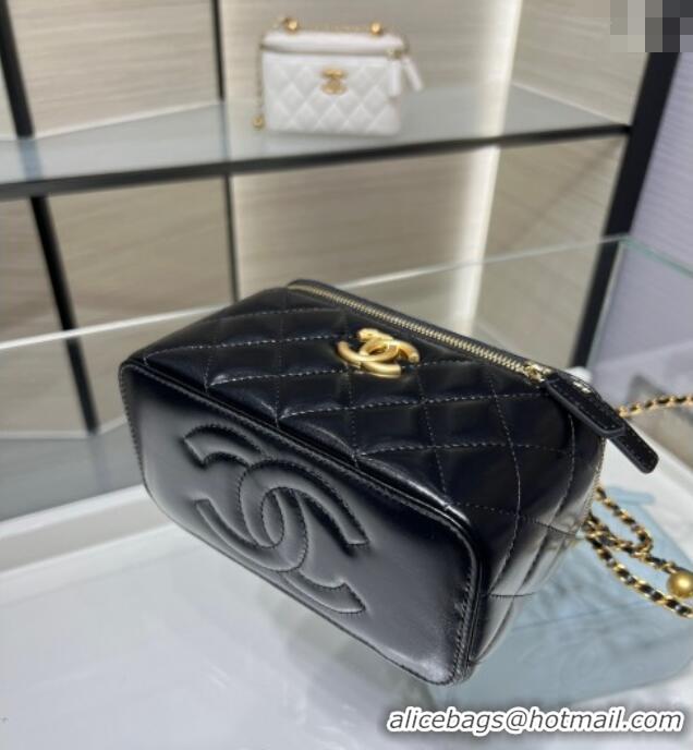 Buy New Cheap Chanel Shiny Calfskin Large Vanity with Ball Chain AP3651 Black 2025
