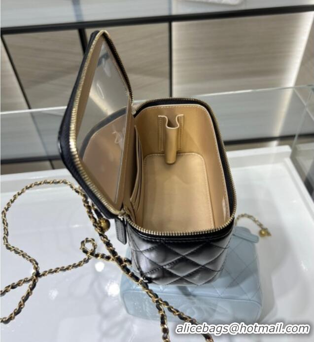 Buy New Cheap Chanel Shiny Calfskin Large Vanity with Ball Chain AP3651 Black 2025
