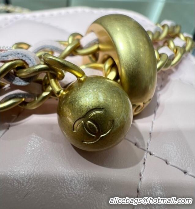 Spot Bulk Chanel Shiny Calfskin Large Vanity with Ball Chain AP3651 Light Pink 2025