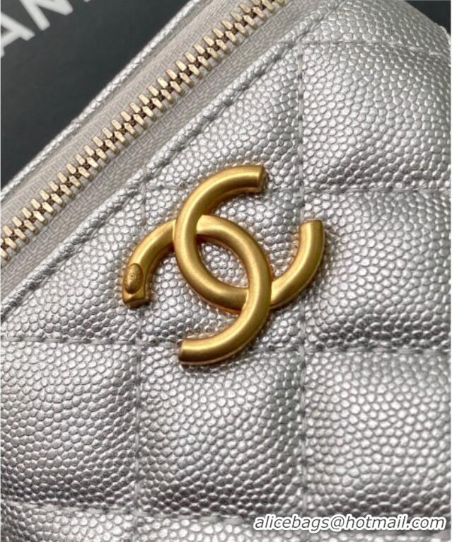 Low Cost Chanel Grainy Calfskin Small Vanity with CC Chain AP3941 Silver 2025