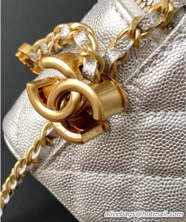 Low Cost Chanel Grainy Calfskin Small Vanity with CC Chain AP3941 Silver 2025