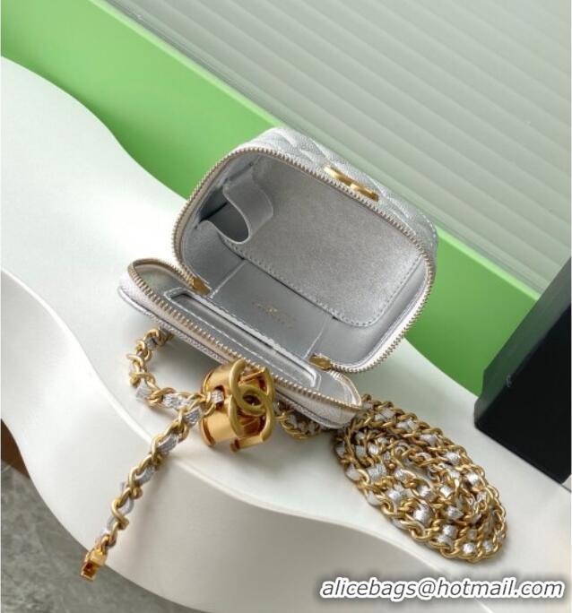 Low Cost Chanel Grainy Calfskin Small Vanity with CC Chain AP3941 Silver 2025