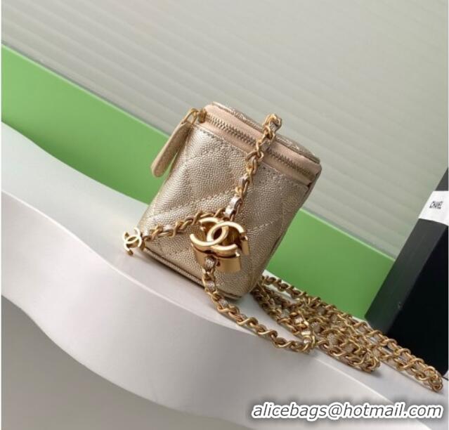 Low Price Chanel Grainy Calfskin Small Vanity with CC Chain AP3941 Gold 2025