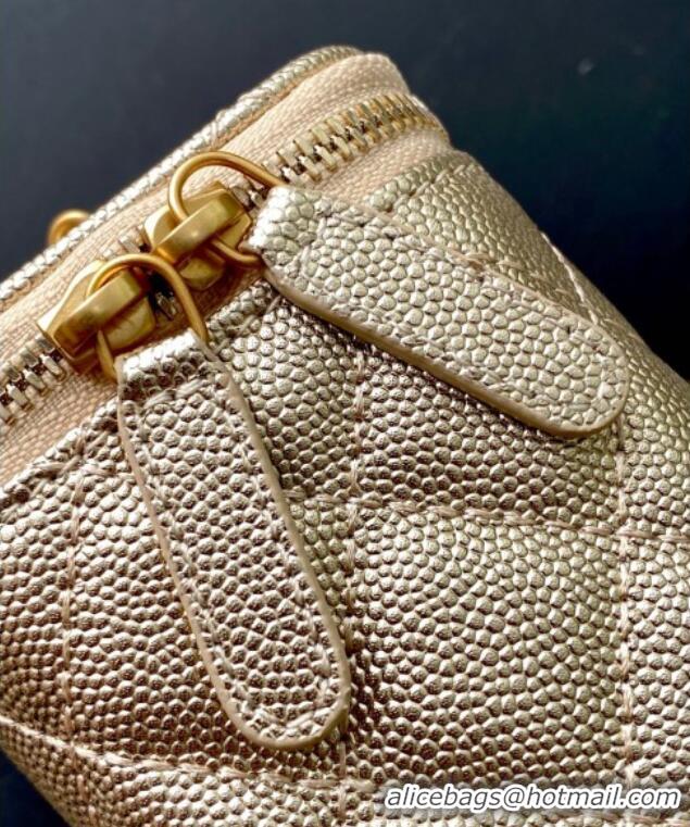 Low Price Chanel Grainy Calfskin Small Vanity with CC Chain AP3941 Gold 2025