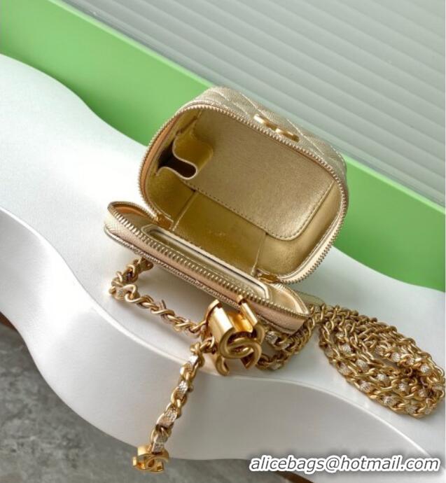 Low Price Chanel Grainy Calfskin Small Vanity with CC Chain AP3941 Gold 2025