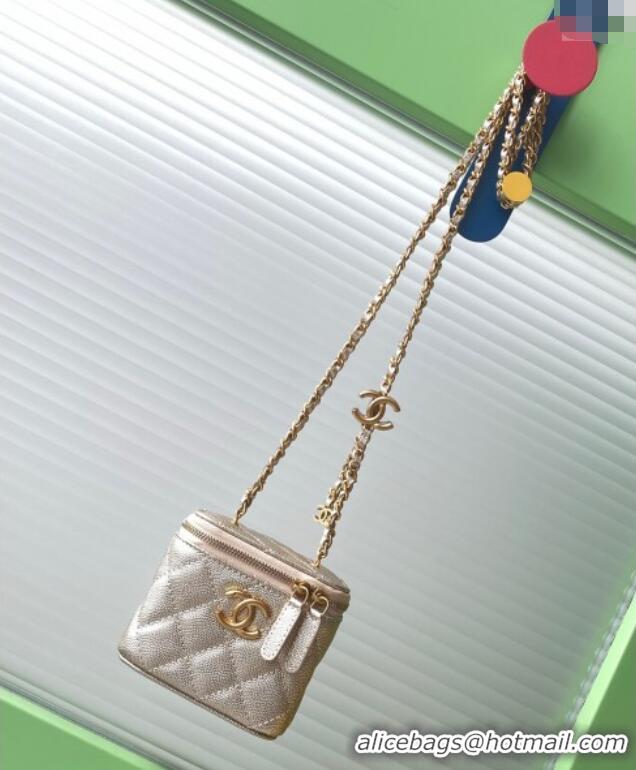 Low Price Chanel Grainy Calfskin Small Vanity with CC Chain AP3941 Gold 2025