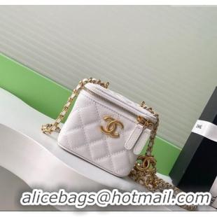 Classic Discount Chanel Grainy Calfskin Small Vanity with CC Chain AP3941 White 2025