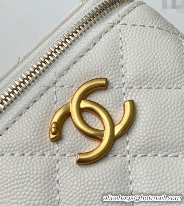 Classic Discount Chanel Grainy Calfskin Small Vanity with CC Chain AP3941 White 2025