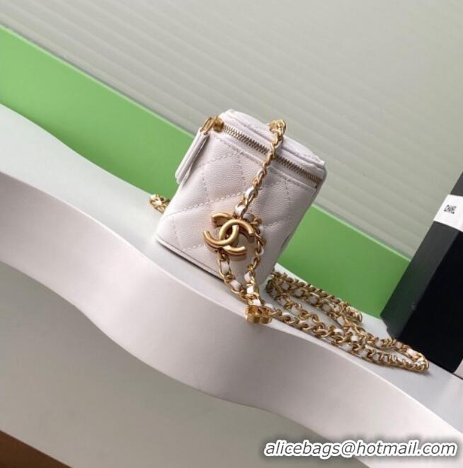 Classic Discount Chanel Grainy Calfskin Small Vanity with CC Chain AP3941 White 2025