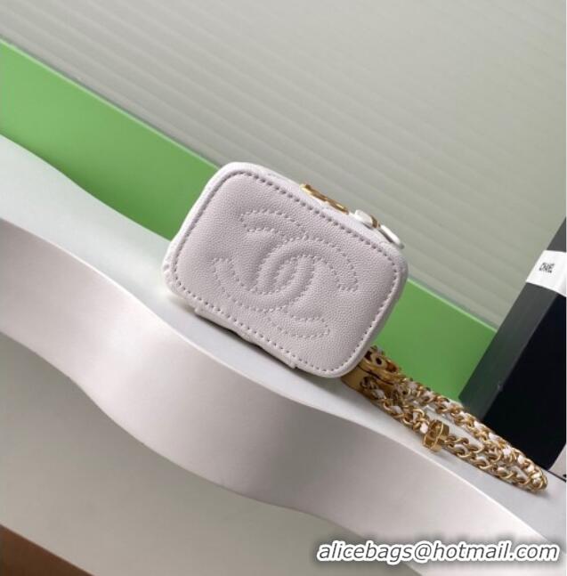 Classic Discount Chanel Grainy Calfskin Small Vanity with CC Chain AP3941 White 2025