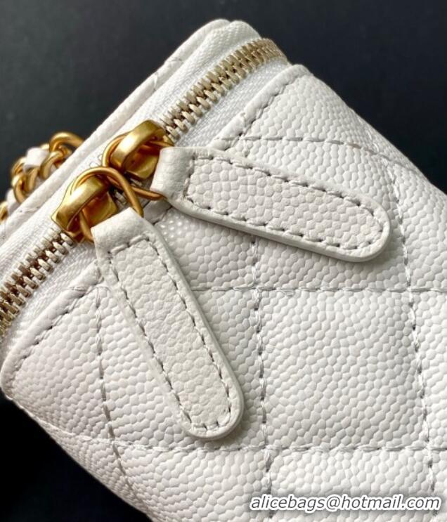 Classic Discount Chanel Grainy Calfskin Small Vanity with CC Chain AP3941 White 2025