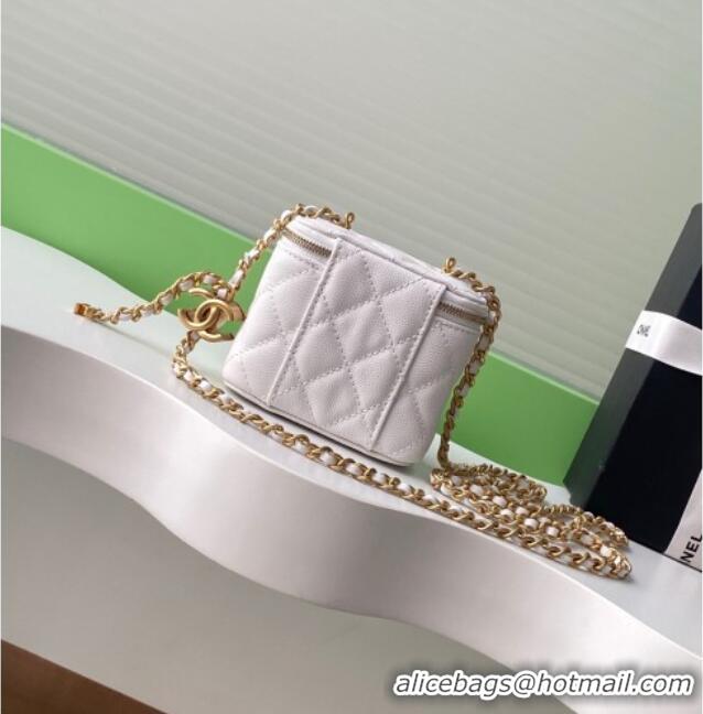 Classic Discount Chanel Grainy Calfskin Small Vanity with CC Chain AP3941 White 2025