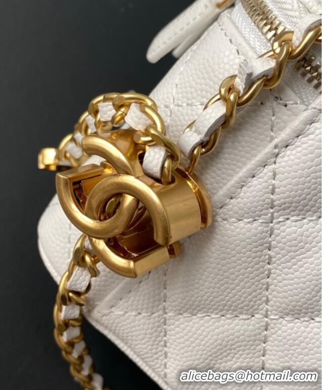 Classic Discount Chanel Grainy Calfskin Small Vanity with CC Chain AP3941 White 2025