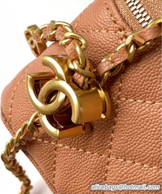 Classic Discount Chanel Grainy Calfskin Small Vanity with CC Chain AP3941 Brown 2025