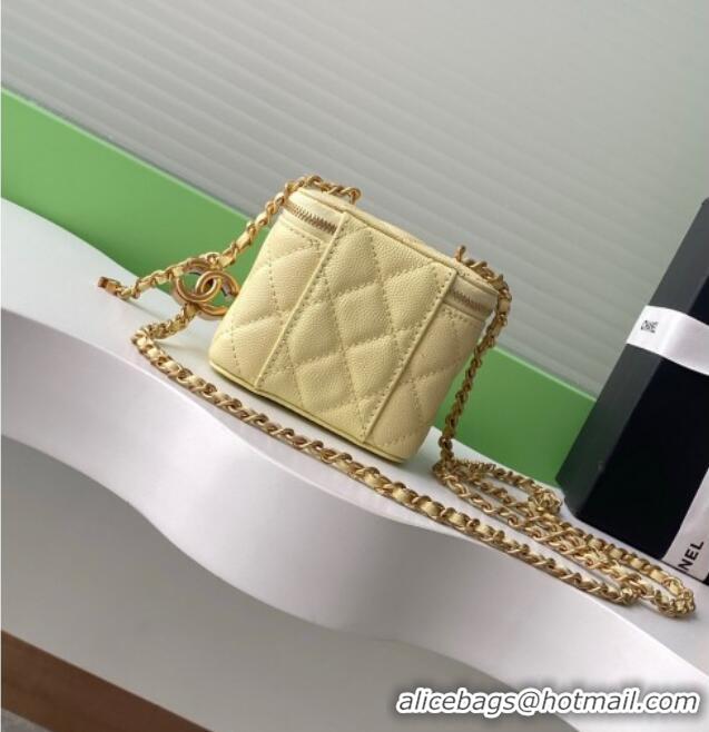 Inexpensive Chanel Grainy Calfskin Small Vanity with CC Chain AP3941 Yellow 2025