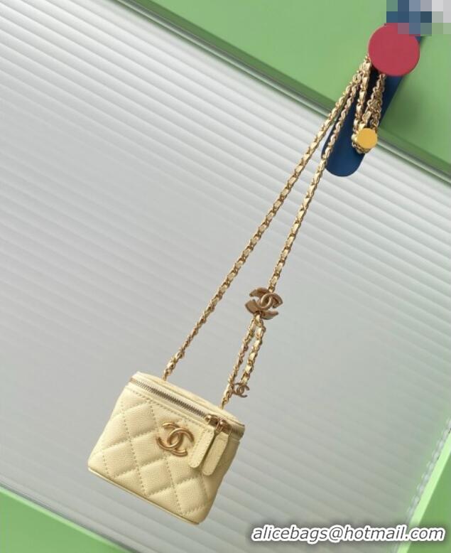 Inexpensive Chanel Grainy Calfskin Small Vanity with CC Chain AP3941 Yellow 2025