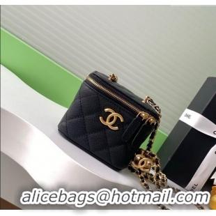 Best Luxury Chanel Grainy Calfskin Small Vanity with CC Chain AP3941 Black 2025