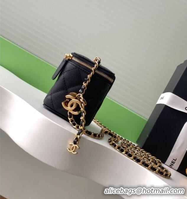 Best Luxury Chanel Grainy Calfskin Small Vanity with CC Chain AP3941 Black 2025