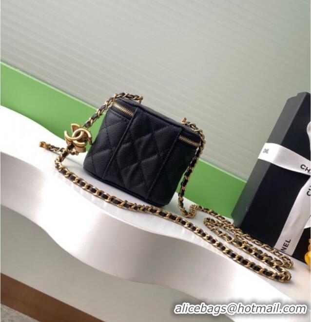 Best Luxury Chanel Grainy Calfskin Small Vanity with CC Chain AP3941 Black 2025