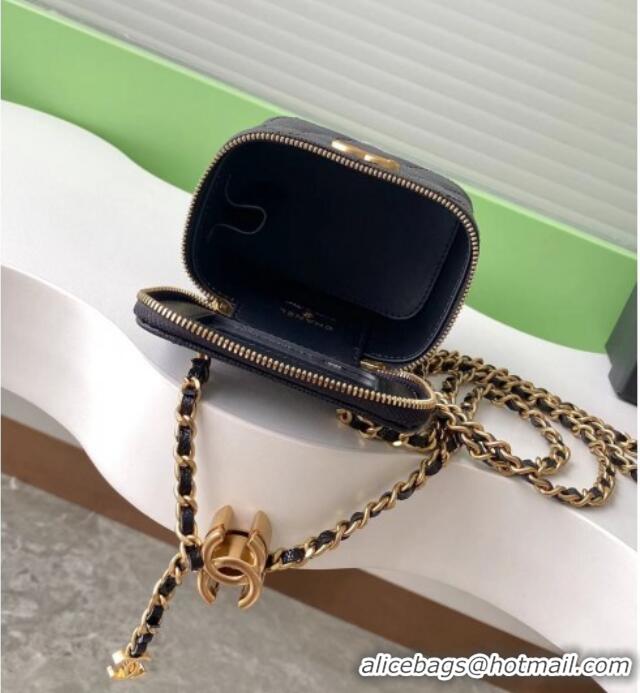 Best Luxury Chanel Grainy Calfskin Small Vanity with CC Chain AP3941 Black 2025