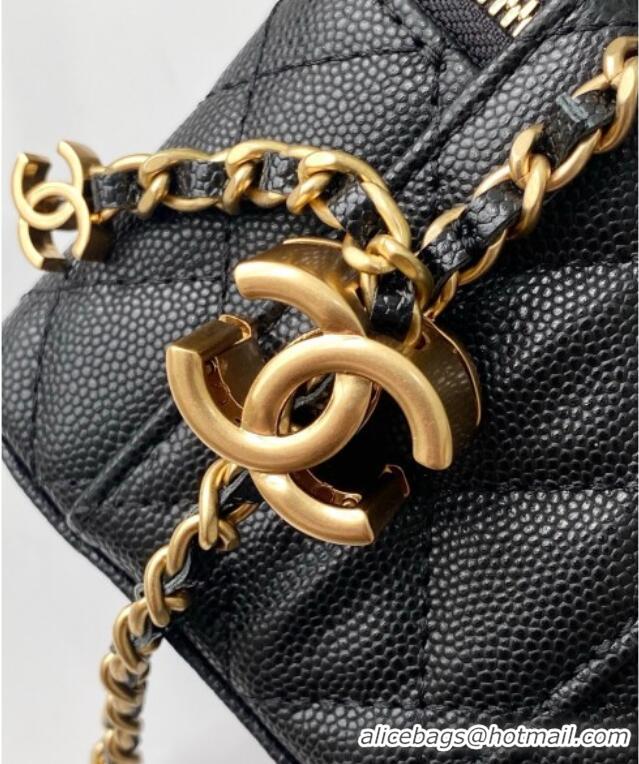 Best Luxury Chanel Grainy Calfskin Small Vanity with CC Chain AP3941 Black 2025
