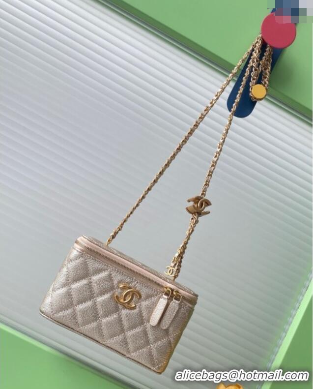 Top Quality Chanel Grainy Calfskin Large Vanity with CC Chain AP3940 Gold 2025