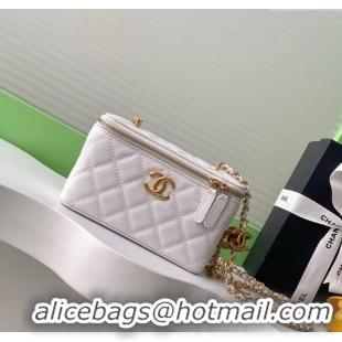 New Fashion Chanel Grainy Calfskin Large Vanity with CC Chain AP3940 White 2025