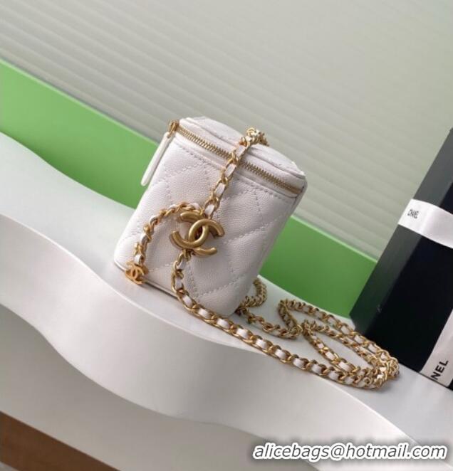 New Fashion Chanel Grainy Calfskin Large Vanity with CC Chain AP3940 White 2025
