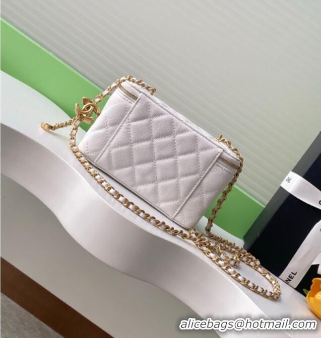 New Fashion Chanel Grainy Calfskin Large Vanity with CC Chain AP3940 White 2025