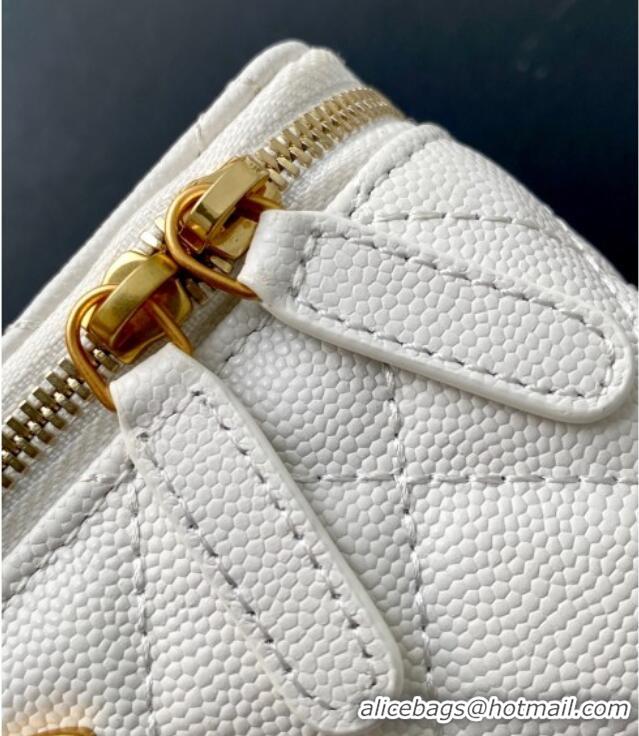New Fashion Chanel Grainy Calfskin Large Vanity with CC Chain AP3940 White 2025