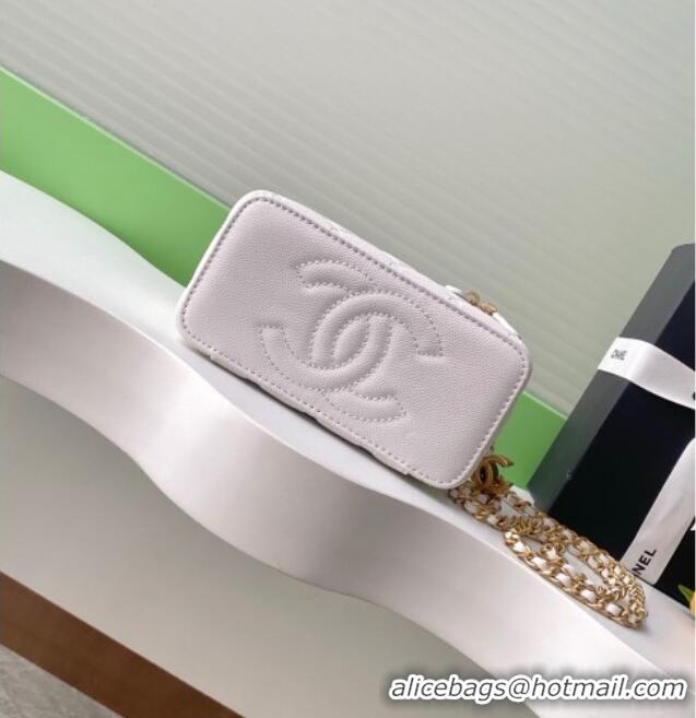 New Fashion Chanel Grainy Calfskin Large Vanity with CC Chain AP3940 White 2025