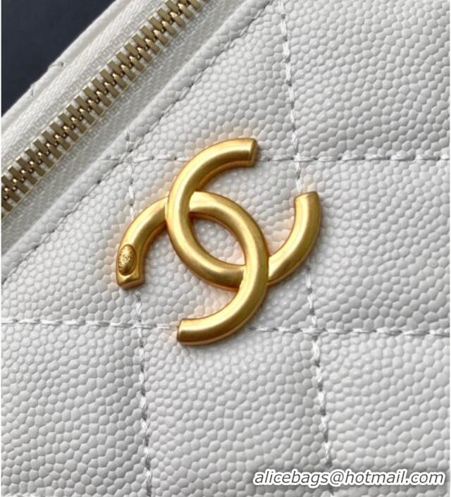 New Fashion Chanel Grainy Calfskin Large Vanity with CC Chain AP3940 White 2025