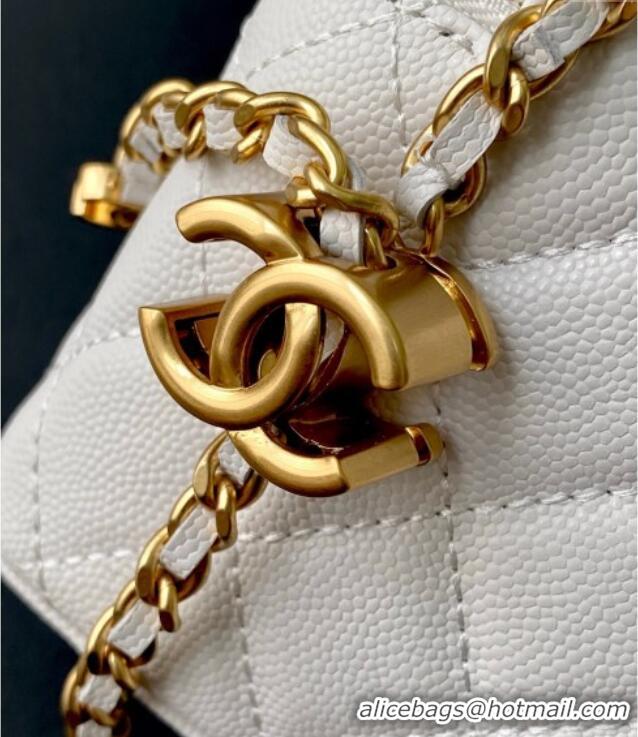 New Fashion Chanel Grainy Calfskin Large Vanity with CC Chain AP3940 White 2025