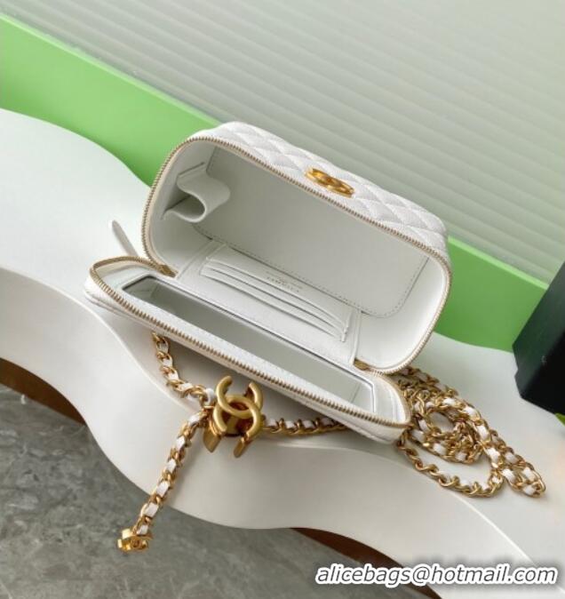 New Fashion Chanel Grainy Calfskin Large Vanity with CC Chain AP3940 White 2025