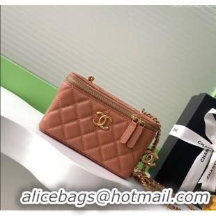 New Style Chanel Grainy Calfskin Large Vanity with CC Chain AP3940 Brown 2025