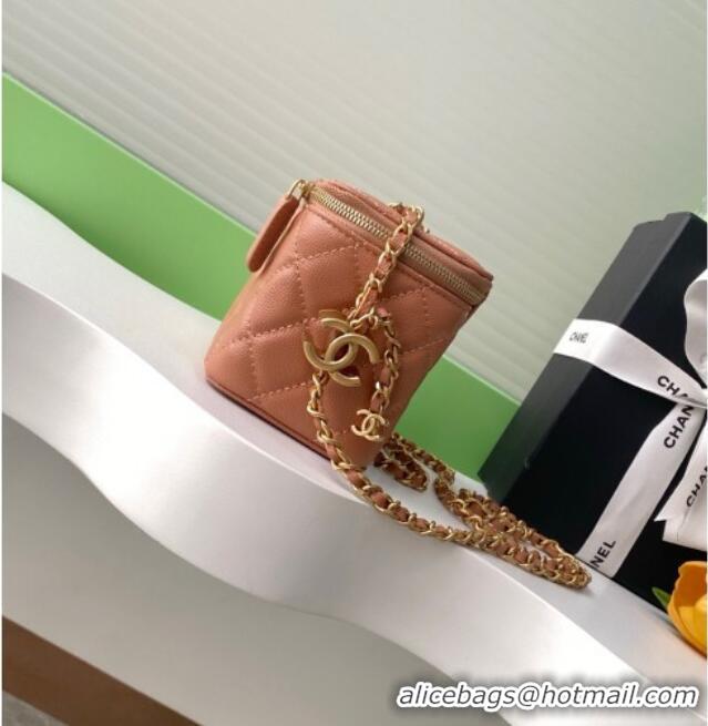 New Style Chanel Grainy Calfskin Large Vanity with CC Chain AP3940 Brown 2025