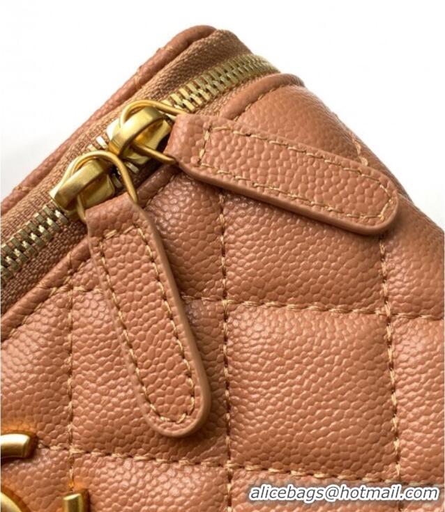 New Style Chanel Grainy Calfskin Large Vanity with CC Chain AP3940 Brown 2025