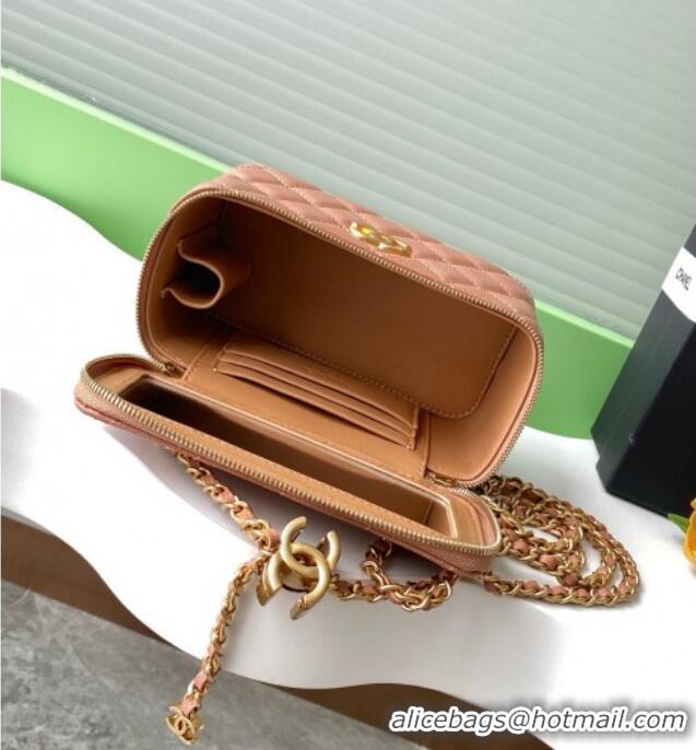 New Style Chanel Grainy Calfskin Large Vanity with CC Chain AP3940 Brown 2025