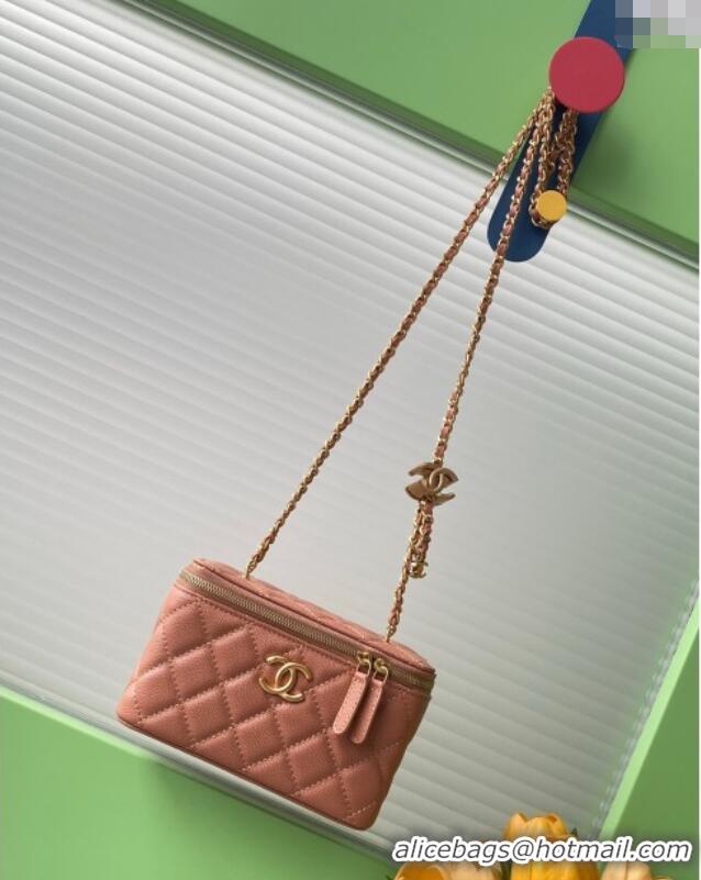 New Style Chanel Grainy Calfskin Large Vanity with CC Chain AP3940 Brown 2025