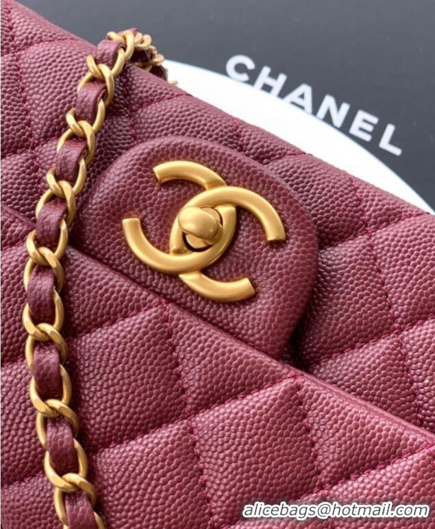 New Style Chanel Grained Shiny Calfskin Mini Flap Bag with Top Handle and Chain AS5701 Burgundy 2025