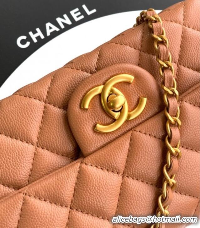 Grade Design Chanel Grained Shiny Calfskin Mini Flap Bag with Top Handle and Chain AS5701 Camel Brown 2025