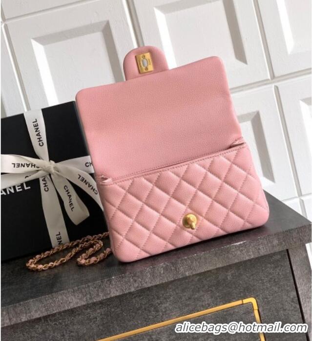 Buy Wholesale Chanel Grained Shiny Calfskin Mini Flap Bag with Top Handle and Chain AS5701 Light Pink 2025
