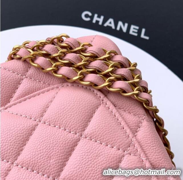 Buy Wholesale Chanel Grained Shiny Calfskin Mini Flap Bag with Top Handle and Chain AS5701 Light Pink 2025