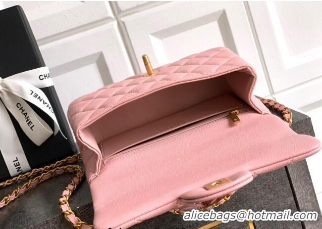 Buy Wholesale Chanel Grained Shiny Calfskin Mini Flap Bag with Top Handle and Chain AS5701 Light Pink 2025