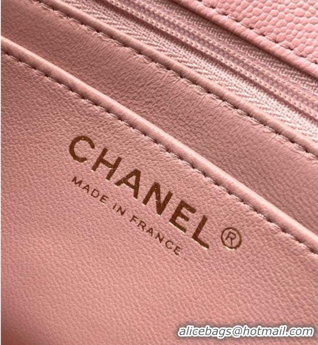 Buy Wholesale Chanel Grained Shiny Calfskin Mini Flap Bag with Top Handle and Chain AS5701 Light Pink 2025