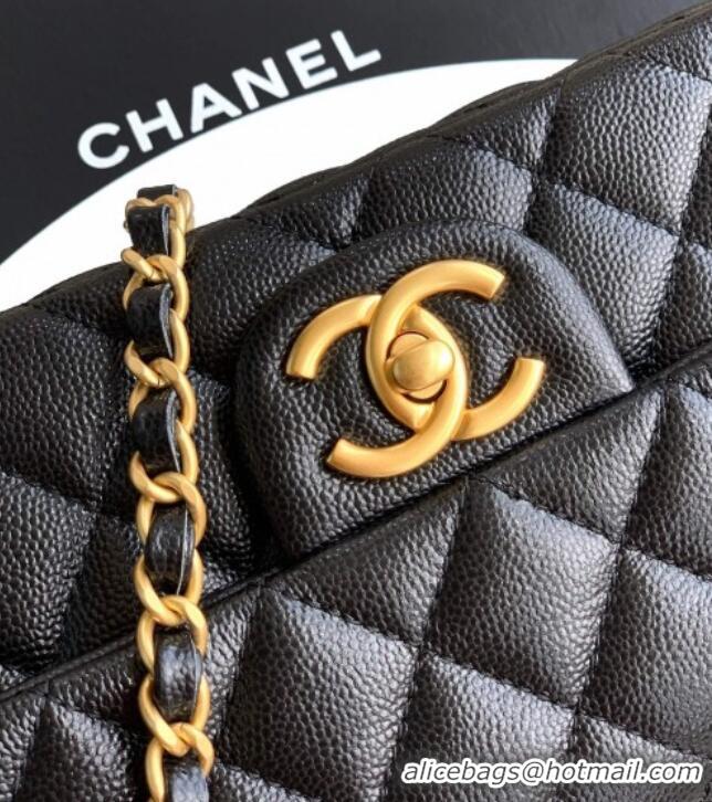 Spot Cheap Chanel Grained Shiny Calfskin Mini Flap Bag with Top Handle and Chain AS5701 Black 2025