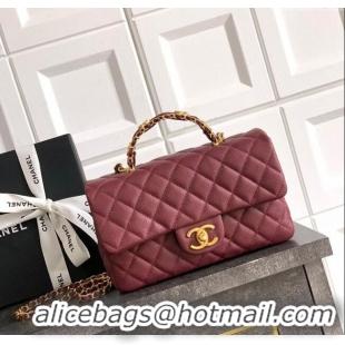 Top Quality Chanel Grained Shiny Calfskin Small Flap Bag with Top Handle and Chain AS5702 Burgundy 2025