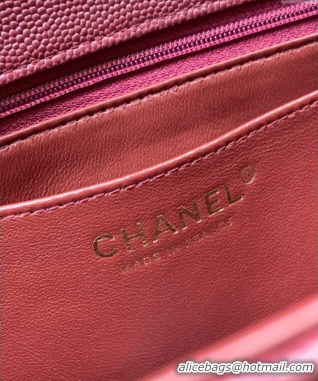 Top Quality Chanel Grained Shiny Calfskin Small Flap Bag with Top Handle and Chain AS5702 Burgundy 2025